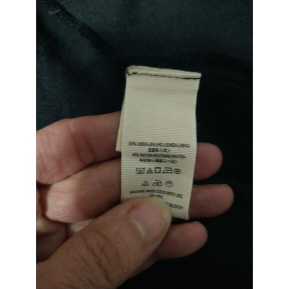 Free People Linen Ruffled Button Up Midi Skirt Black 6 Boho Beachy Cotragecore - Picture 7 of 10